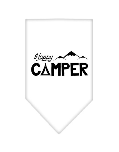 Happy Camper Screen Print Bandana White Large