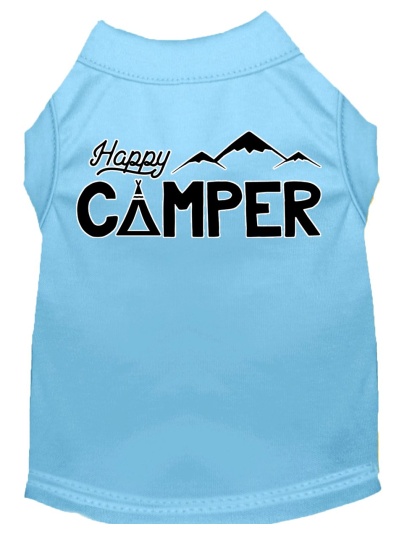 Happy Camper Screen Print Dog Shirt Baby Blue Lg