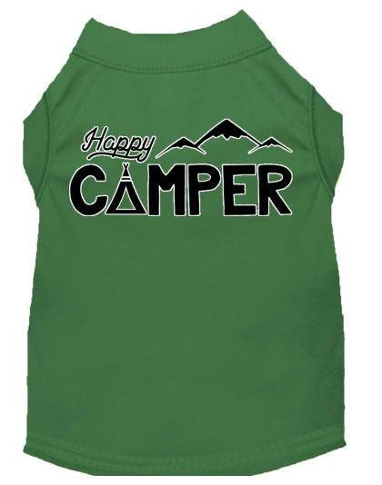 Happy Camper Screen Print Dog Shirt Green Lg