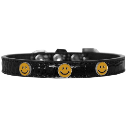 Happy Face Widget Croc Dog Collar Black Size 10