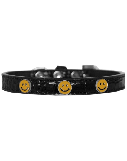 Happy Face Widget Croc Dog Collar Black Size 10