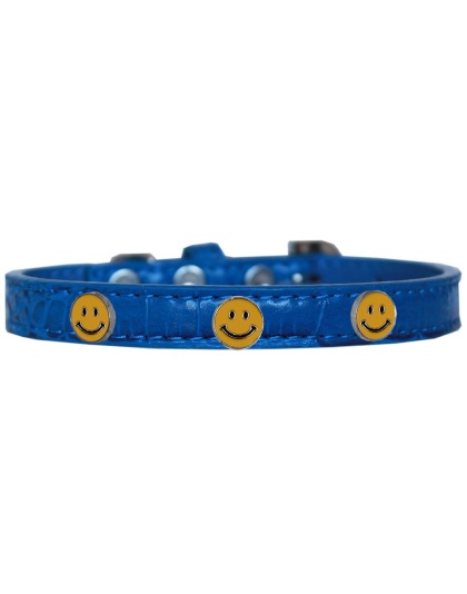 Happy Face Widget Croc Dog Collar Blue Size 10