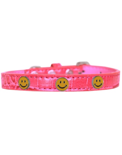 Happy Face Widget Croc Dog Collar Bright Pink Size 10