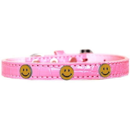 Happy Face Widget Croc Dog Collar Light Pink Size 10