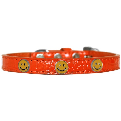 Happy Face Widget Croc Dog Collar Orange Size 10