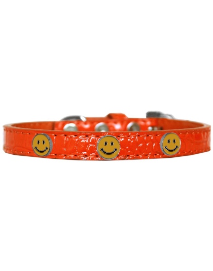 Happy Face Widget Croc Dog Collar Orange Size 10