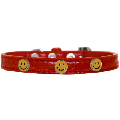 Happy Face Widget Croc Dog Collar Red Size 10