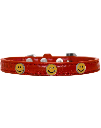 Happy Face Widget Croc Dog Collar Red Size 10
