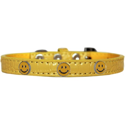Happy Face Widget Croc Dog Collar Yellow Size 10