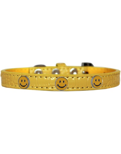 Happy Face Widget Croc Dog Collar Yellow Size 10