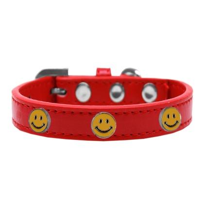 Happy Face Widget Dog Collar Red Size 10