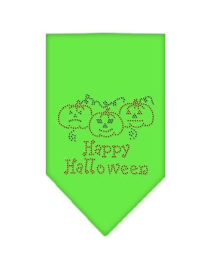 Happy Halloween Rhinestone Bandana Lime Green Large