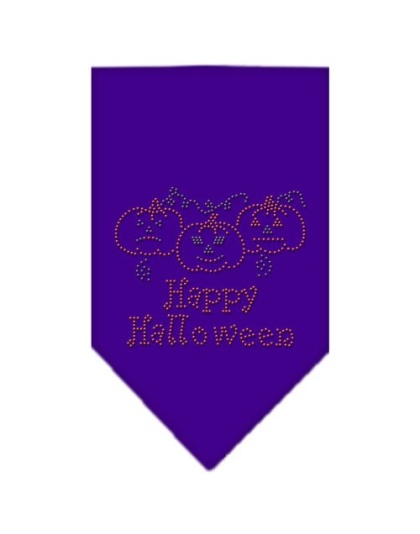 Happy Halloween Rhinestone Bandana Purple Large