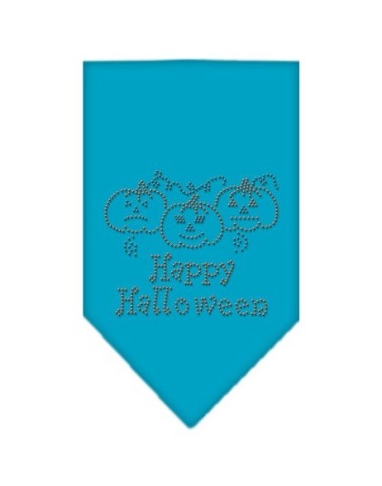 Happy Halloween Rhinestone Bandana Turquoise Large