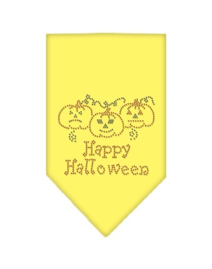 Happy Halloween Rhinestone Bandana Yellow Large