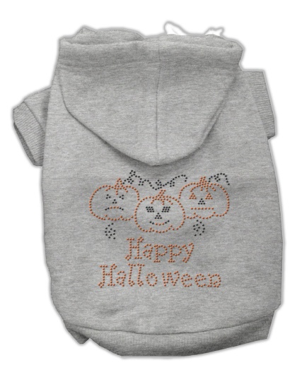 Happy Halloween Rhinestone Hoodies Grey L