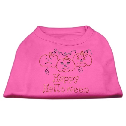 Happy Halloween Rhinestone Shirts Bright Pink L