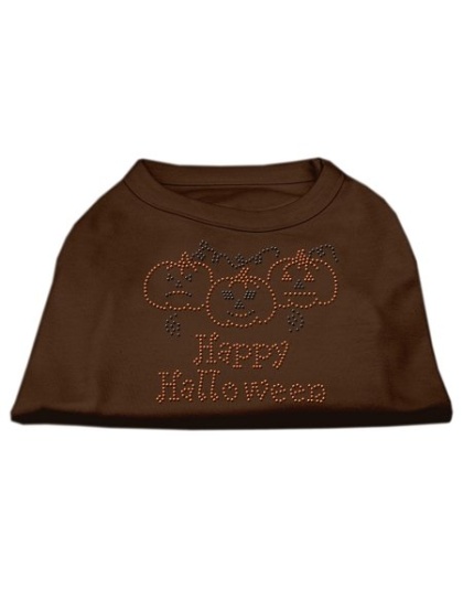 Happy Halloween Rhinestone Shirts Brown Lg