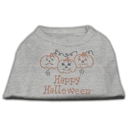 Happy Halloween Rhinestone Shirts Grey L