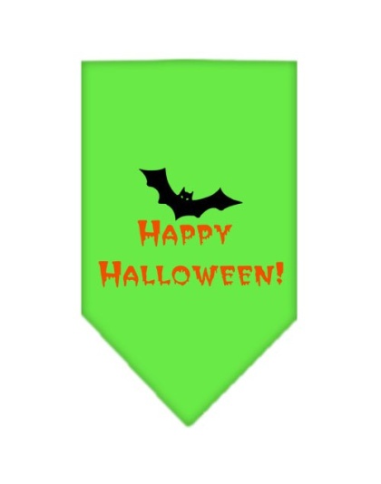 Happy Halloween Screen Print Bandana Lime Green Large