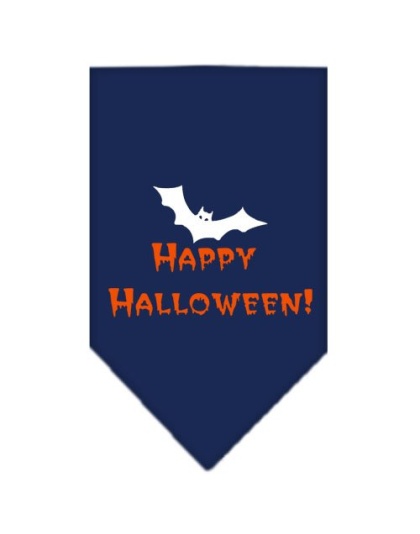 Happy Halloween Screen Print Bandana Navy Blue large