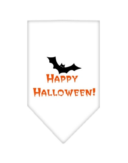 Happy Halloween Screen Print Bandana White Large