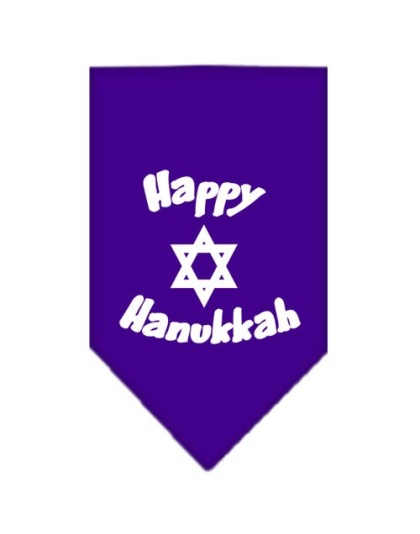 Happy Hanukkah Screen Print Bandana Purple Large