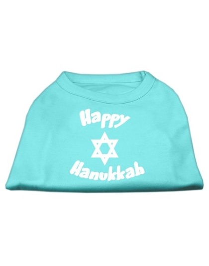 Happy Hanukkah Screen Print Shirt Aqua Lg