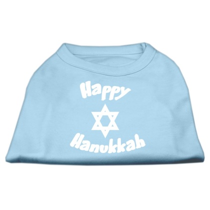 Happy Hanukkah Screen Print Shirt Baby Blue Lg