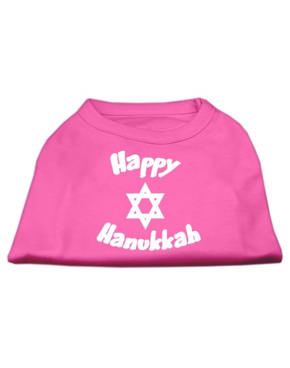 Happy Hanukkah Screen Print Shirt Bright Pink Lg