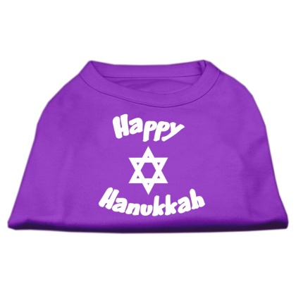 Happy Hanukkah Screen Print Shirt Purple Lg