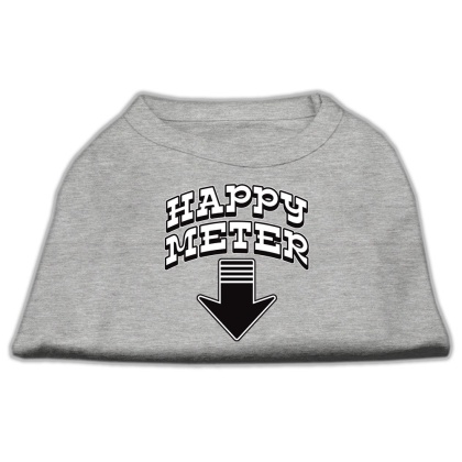 Happy Meter Screen Printed Dog Shirt Grey Lg