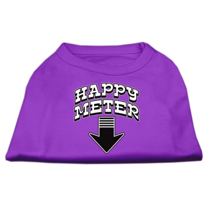 Happy Meter Screen Printed Dog Shirt Purple Lg