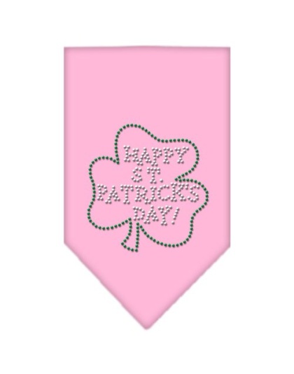 Happy St Patrick's Day Rhinestone Bandana Light Pink Large