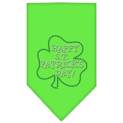 Happy St Patrick's Day Rhinestone Bandana Lime Green Large