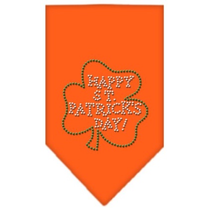 Happy St Patrick's Day Rhinestone Bandana Orange Large