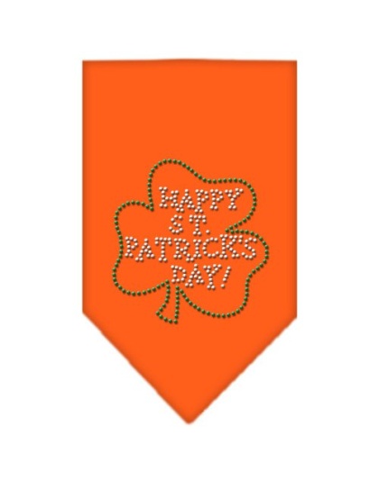 Happy St Patrick's Day Rhinestone Bandana Orange Large