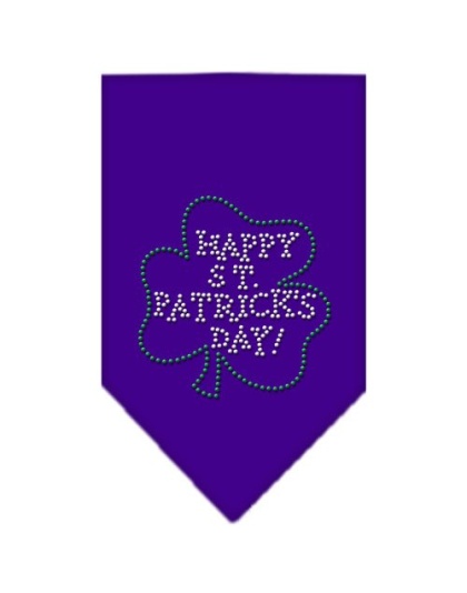 Happy St Patrick's Day Rhinestone Bandana Purple Large