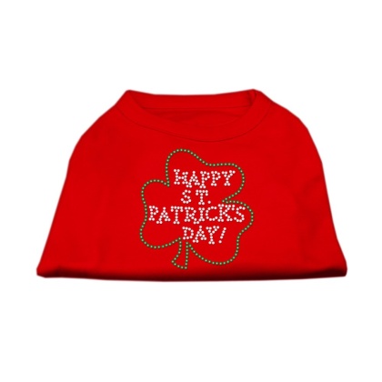 Happy St Patrick's Day Rhinestone Shirts Red L