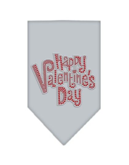 Happy Valentines Day Rhinestone Bandana Grey Large