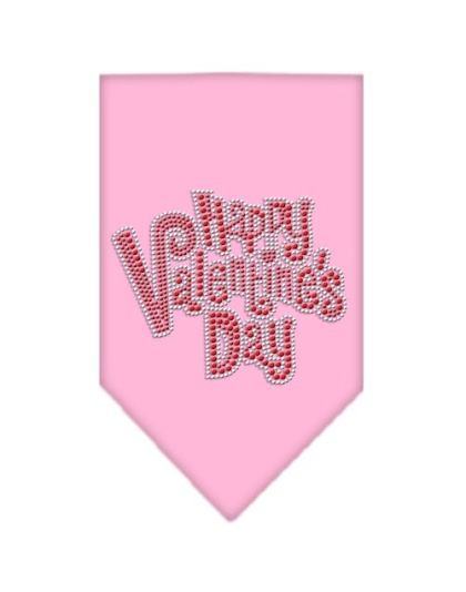 Happy Valentines Day Rhinestone Bandana Light Pink Large