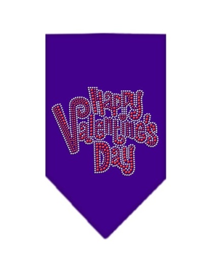 Happy Valentines Day Rhinestone Bandana Purple Large