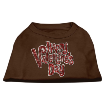 Happy Valentines Day Rhinestone Dog Shirt Brown XL