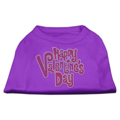 Happy Valentines Day Rhinestone Dog Shirt Purple Lg