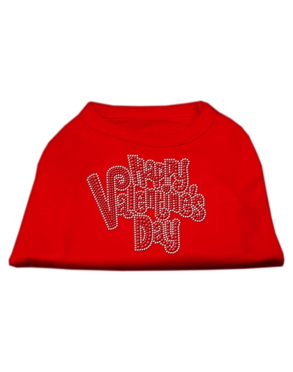 Happy Valentines Day Rhinestone Dog Shirt Red Lg