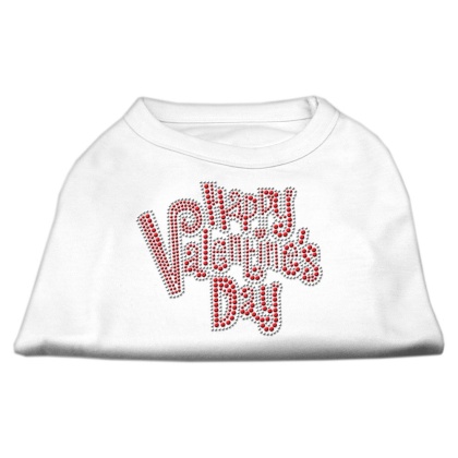 Happy Valentines Day Rhinestone Dog Shirt White Lg