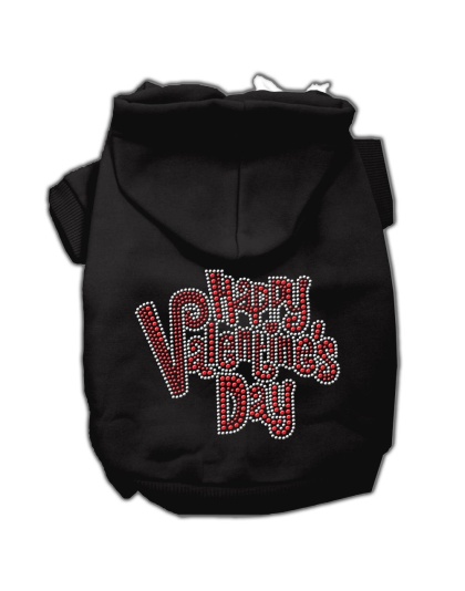 Happy Valentines Day Rhinestone Hoodies Black L