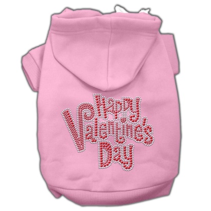 Happy Valentines Day Rhinestone Hoodies Pink L