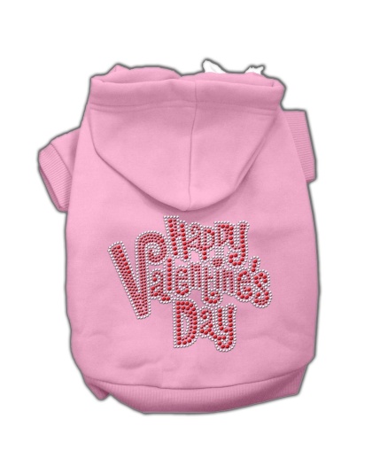 Happy Valentines Day Rhinestone Hoodies Pink L