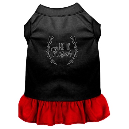 He Is Risen Screen Print Dog Dress Black with Red Lg